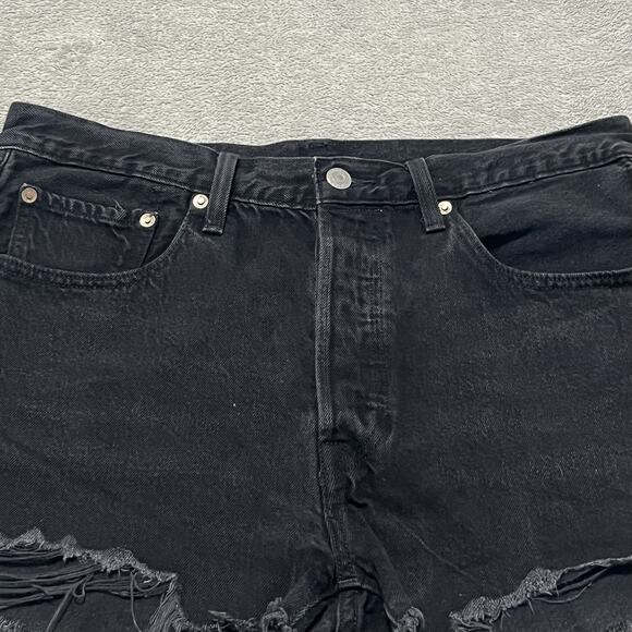 Levis 501 Shorts Womens W31 Black Denim Button Fly Cutoff Bottoms - Picture 3 of 14